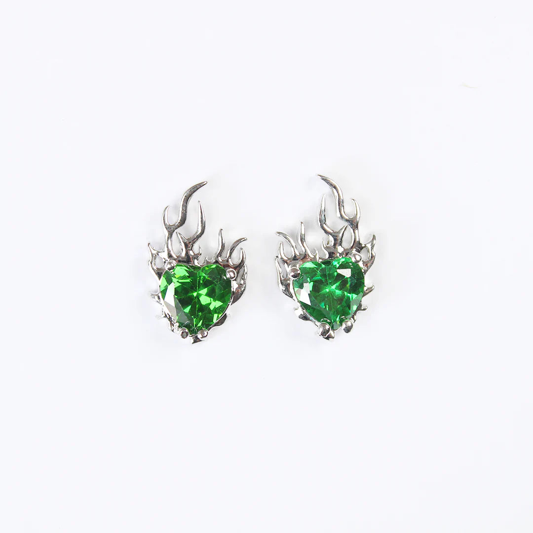 BLAZE STUD EARRINGS - GREEN